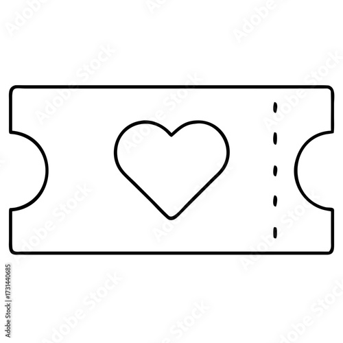 3d icon of a romantic ticket featuring a heart shape, symbolizing love, affection, and a special event or occasion