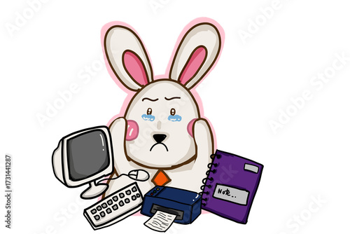 A cute little bunny and his work 