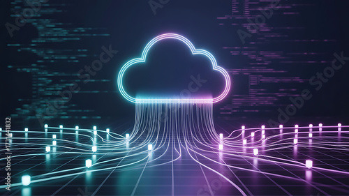 Cloud Connect Data Flow and Storage Architecture Depiction Highlighting Secure Cloud Connectivity, Data Transmission, Distributed Storage Systems, Real-Time Synchronization, and Scalable Information