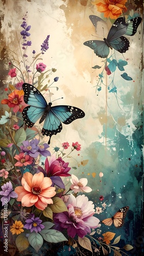 Beautiful Butterflies and Flowers.
