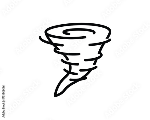 Tornado Vector Outline Illustration Black Isolated on White Background