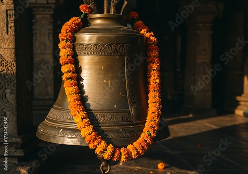 Ornate bell decorated with flowers