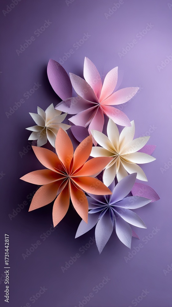 Naklejka premium Colorful paper flowers arrangement