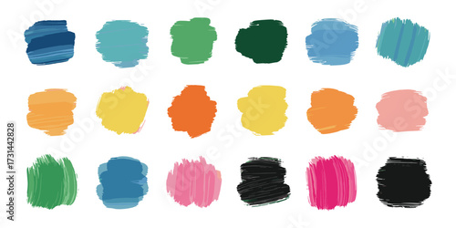 Vector Brush Strokes Colorful Paint Smears Collection Isolated On White