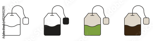 Tea bag icon set on white background . Teabag symbol. Herb tea bag packaging , vector illustration .