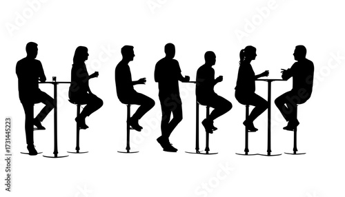 Silhouette People Gathering Bar Stools Socializing Conversation Casual Meeting
