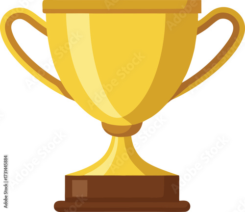 Gold trophy cup isolated on white background representing victory and achievement