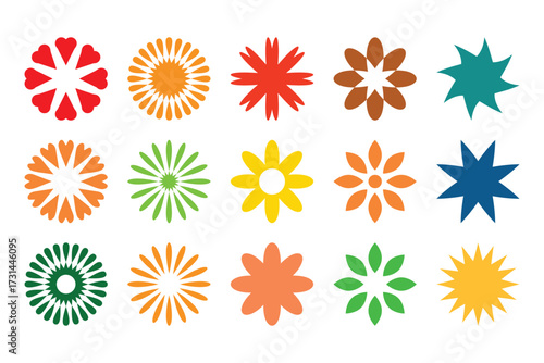 Colorful geometric floral patterns decorative designs abstract art elements