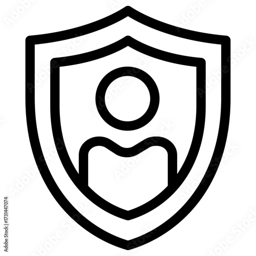 User protection shield vector icon — secure profile privacy defense
