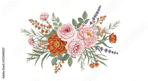 Vintage Botanical Illustration of a Flower Cluster