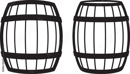 Two wooden barrels silhouette