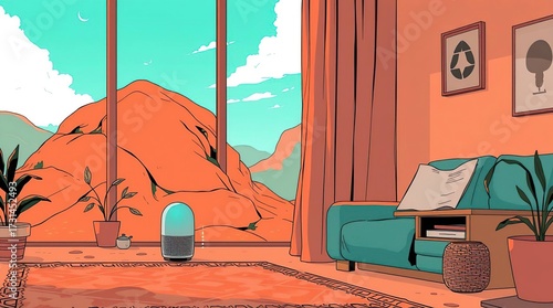 Mountain View Living Room Scene.
