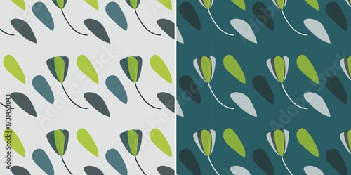 Modern floral abstract opacity layered seamless pattern in light and dark tone variations, for textile and print design