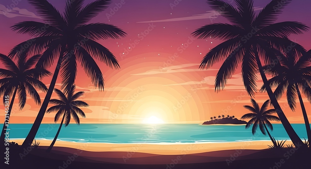 Fototapeta premium Tropical Sunset Beach Paradise.