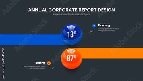 Wallpaper Mural Digital Visualization 2 Step Diagram Slide Design. Financial Analysis Frame Template Vector Illustration. Visual Showcase Two Element Graph Slideshow Layout. Torontodigital.ca