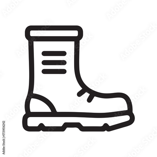 Black outline of boot icon with lace details and tread