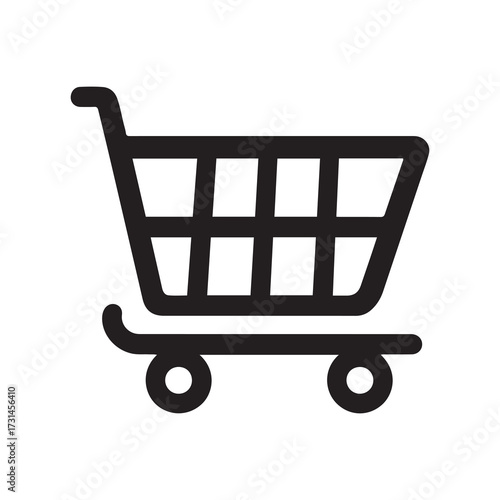 Black Shopping Cart Icon Online Store, eCommerce Symbol Icon