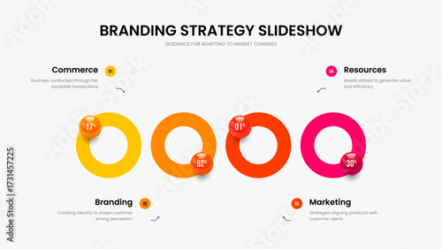Sales Solution 4 Step Diagram Frame Template. Product Portfolio Presentation Layout Vector Illustration. Company Report Four Option Infographic Slide Design.