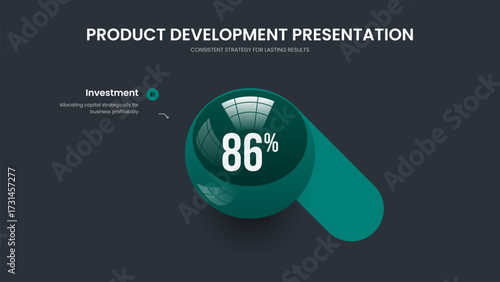 Colorful Briefing Slide Layout Vector Illustration. Company Performance One Step Infographic Presentation Design. Project Profile 1 Option Chart Slideshow Template.