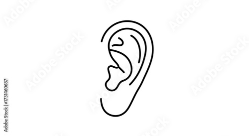 Human ear outline illustration on white background design element