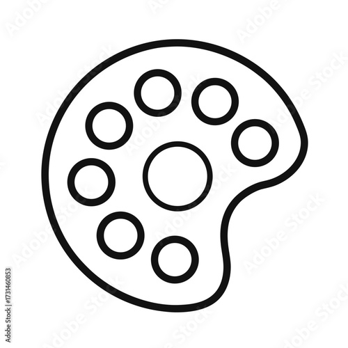 Simple black outline of an artist s paint palette