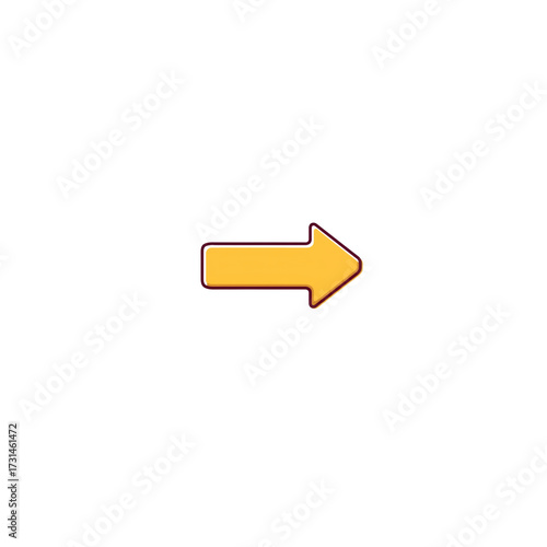 Illustration of a Simple Yellow Arrow Pointing to the Right on a White Background