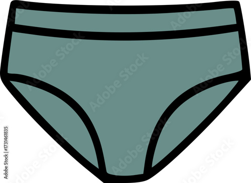 Simple illustration of women's underwear in teal color.