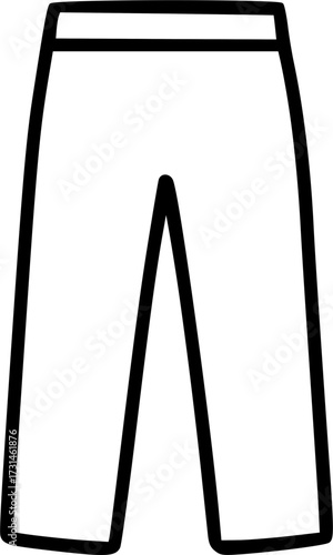 Illustration of pants, trousers, or slacks with a simple design.