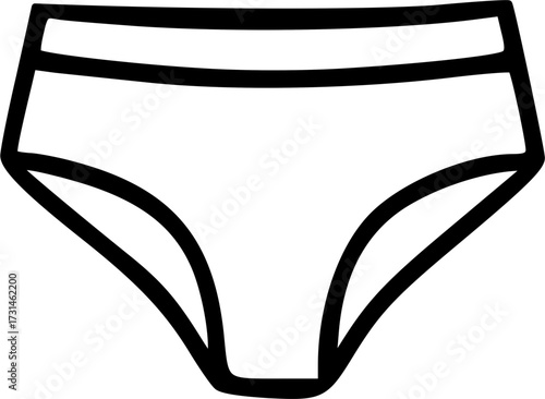 Simple line drawing of a white underwear, a basic undergarment for everyday wear.