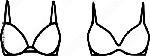 Two minimalist line art illustrations of women's bras, depicting different styles of underwear.