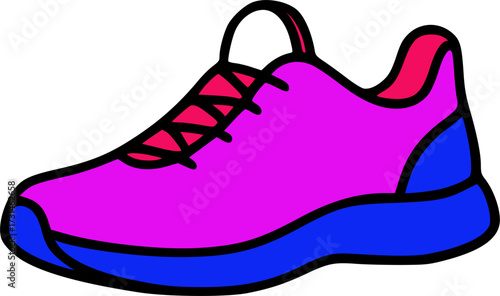 A vibrant illustration of a pink and blue athletic shoe, perfect for sports or casual wear.