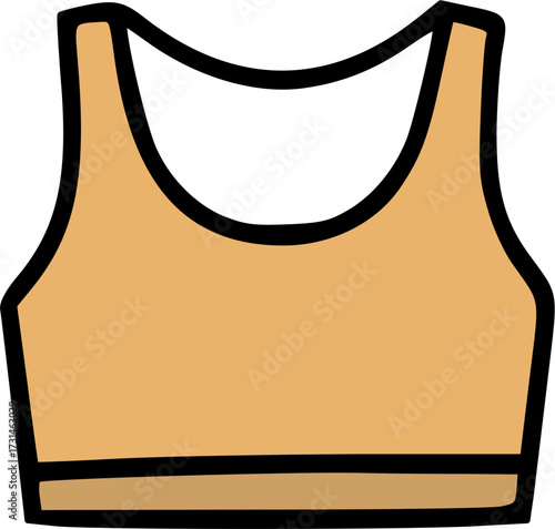 Simple light brown sports bra or crop top with a scoop neck and thick straps, depicted as a minimalist illustration.