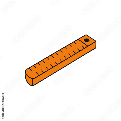 orange measuring tape with extended strip on wh