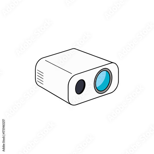 white projector with lens detail angled diagona
