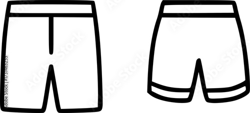 Line drawing of a pair of pants with pockets, depicting a garment for wearing.