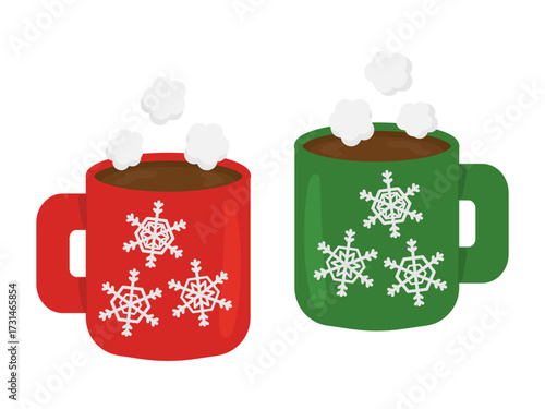 ココア　雪の結晶　ホットドリンク　イラストセット
