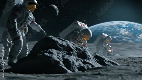 Exploration on the Moon: Astronauts Conducting Scientific Research and Study