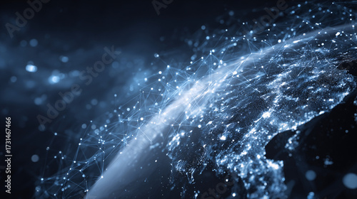 Wallpaper Mural A glowing blue digital network covers planet Earth at night symbolizing global communication and worldwide technological connectivity Torontodigital.ca