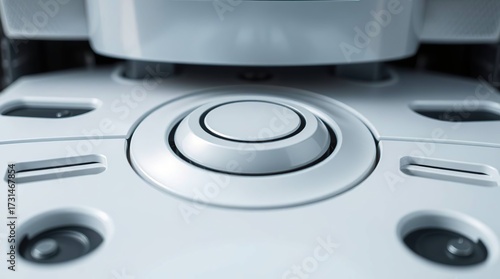 White Tech Button Closeup.