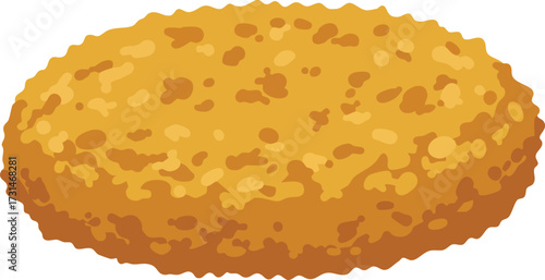 A simple, clean illustration of a golden-brown, oval-shaped Japanese croquette, or korokke, with a crispy breaded texture.