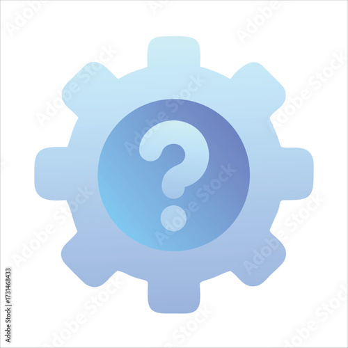 Help icon featuring a gear with a question mark for assistance and support