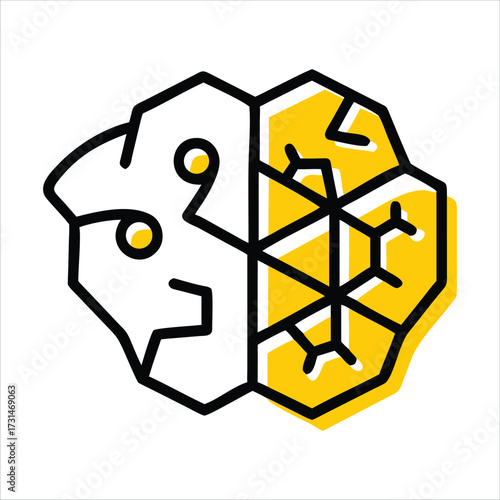 Abstract brain icon representing duality and thinking processes