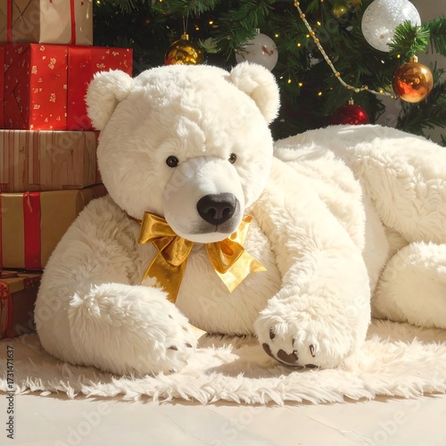Large White Polar Bear Plush Toy.