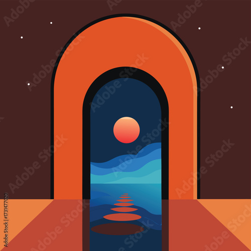 arch reflecting alternate universe inside .eps