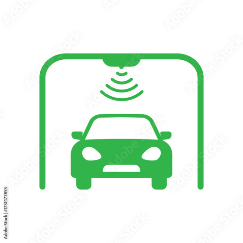 toll checkpoint gate like freeway icon. flat simple trend modern check point green logotype graphic design isolated on white background. concept of transport illustration for express road station