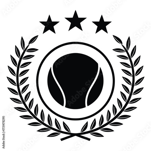 Baseball emblem with laurels and stars for sports branding and apparel design 
