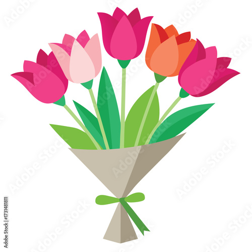 tulip flower bouquet vector illustration on white .eps