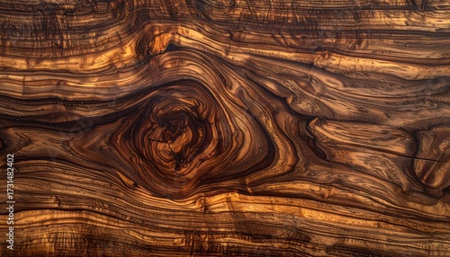 Intricate, swirling wood grain patterns in warm brown tones