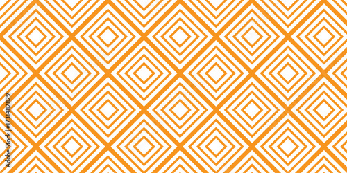 seamless pattern with square brown overlap swirl fabric vector overlapping ornament textile background.	