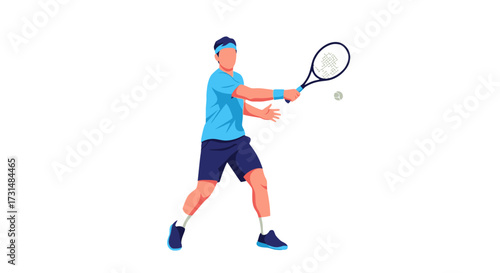 Dynamic Tennis Player Illustration Showcasing Forehand Swing Technique for Sports Training and Promotional Materials, Suitable for Athletic and Fitness Content.